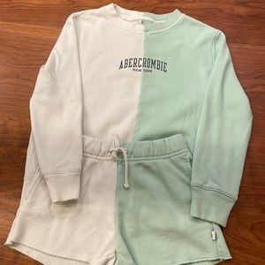 Abercrombie Kids Sweatshirt/shorts set. Shirt size 7-8, shorts size 5-6.